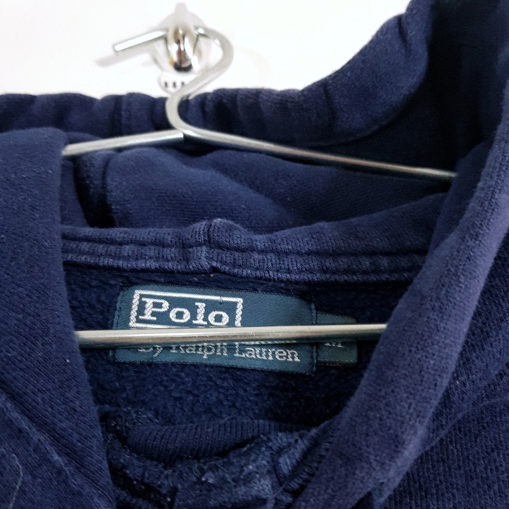 Polo Ralph Lauren Hoodie - Navy And Gold - 90s - Size Medium - Picture 6 of 6